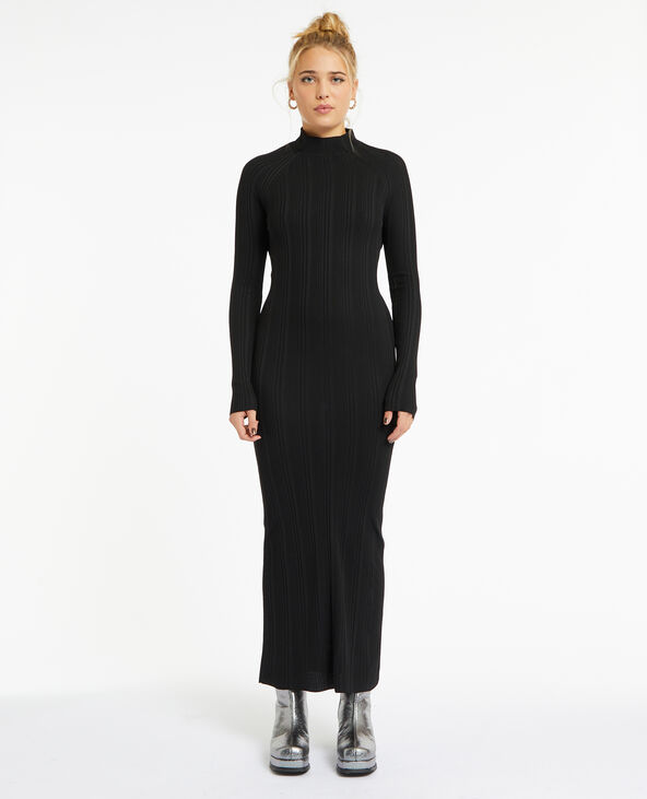 Robe longue en maille avec dos twisté noir - Pimkie