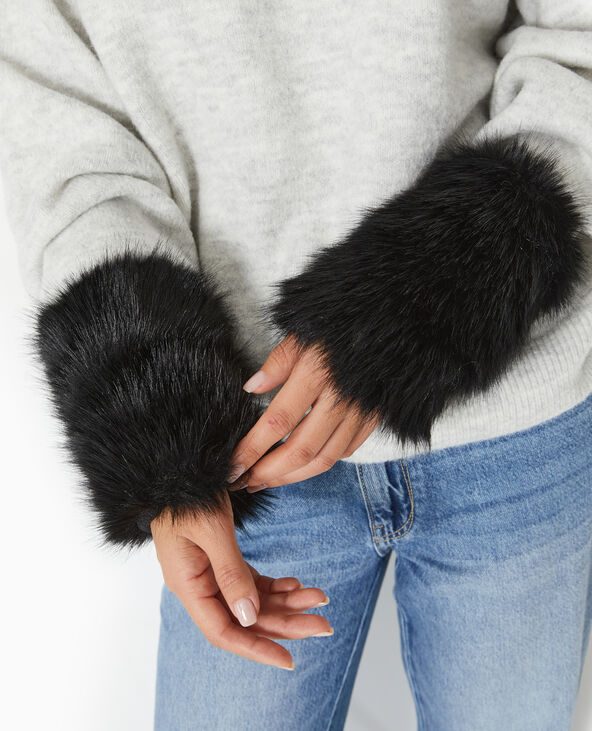 Mitaines en fausse fourrure noir - Pimkie