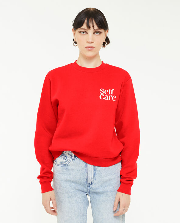 Sweat col rond avec print rouge - Pimkie