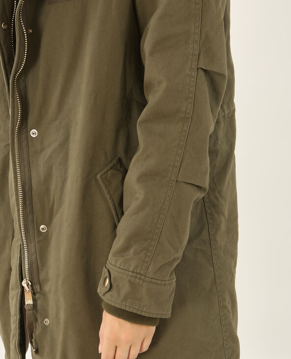 Longue parka à capuche vert kaki - Pimkie