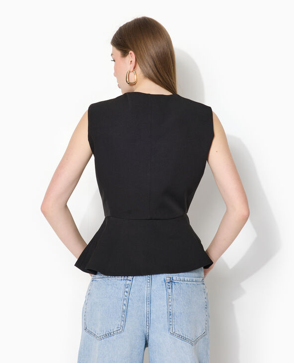 Veste sans manches peplum avec boutons fantaisie noir - Pimkie