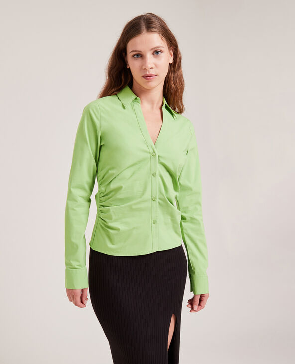 Chemise cintrée col V vert - Pimkie
