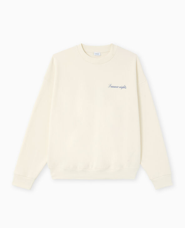 Sweat col rond avec print poitrine et dos blanc - Pimkie
