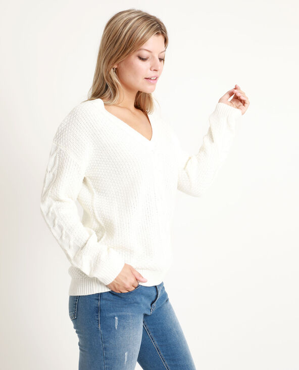 Pull torsadé blanc - Pimkie
