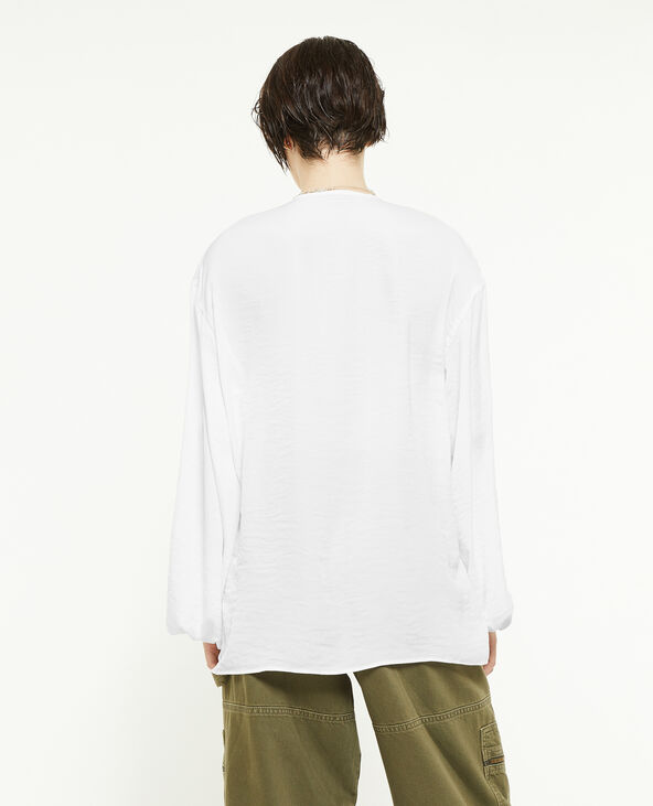 Blouse oversize avec lien à nouer blanc - Pimkie