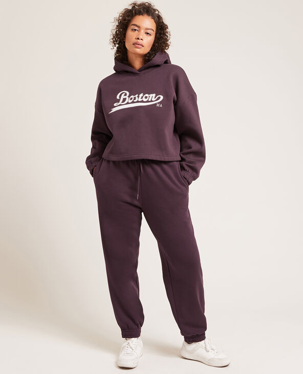 Sweat en molleton cropped bordeaux - Pimkie