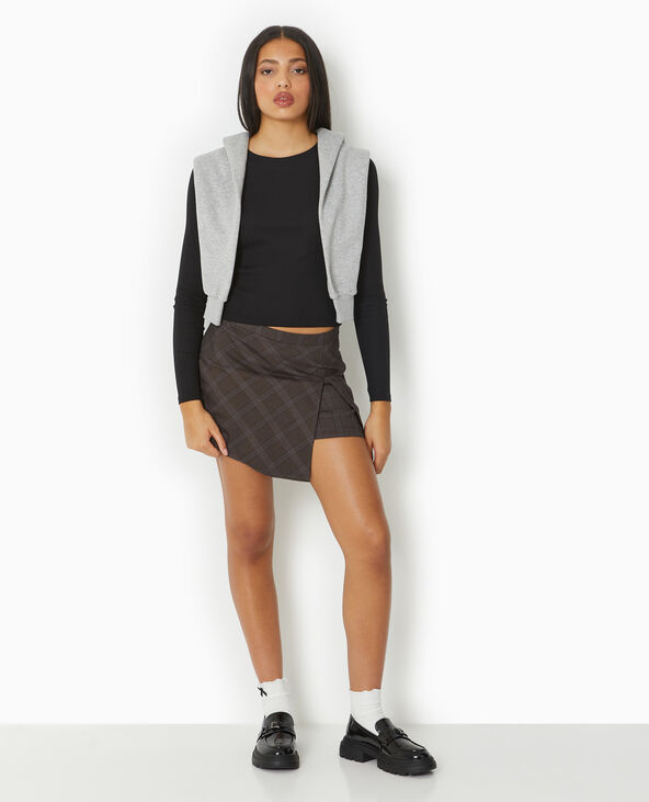 Jupe-short à carreaux noir - Pimkie