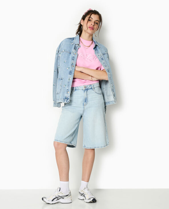 T-shirt épais avec broderie rose - Pimkie