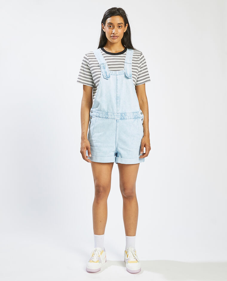 Salopette-short en jean bleu clair - Pimkie