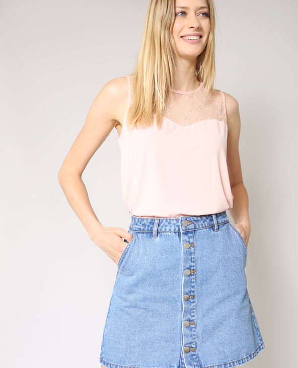 Top en dentelle rose clair - Pimkie