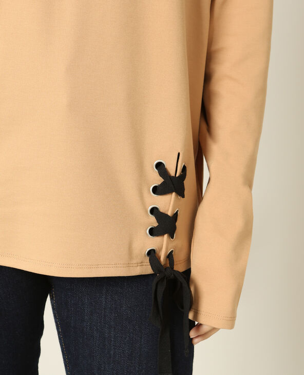 T-shirt à lacets beige - Pimkie