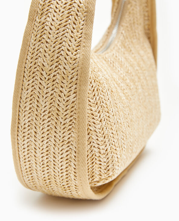 Sac demi-lune en raphia beige - Pimkie