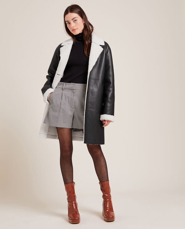 Manteau en simili doublé sherpa noir - Pimkie