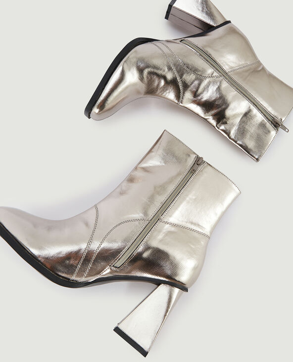Boots bouts carrés avec talons trapèze cuivré - Pimkie