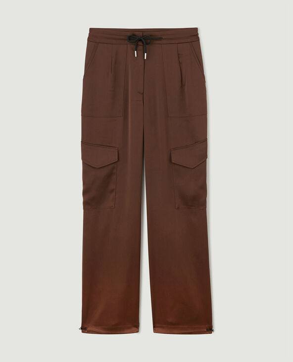 Pantalon cargo en tissu satiné marron - Pimkie