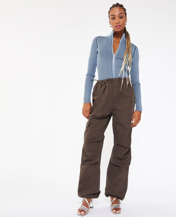 Gilet zippé maille effet rayé bleu marine - Pimkie