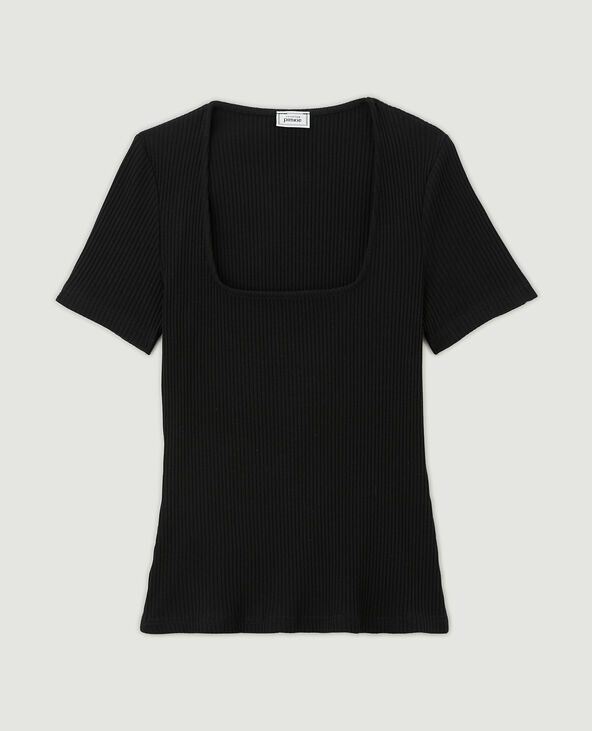 Top encolure carrée maille côtelée noir - Pimkie