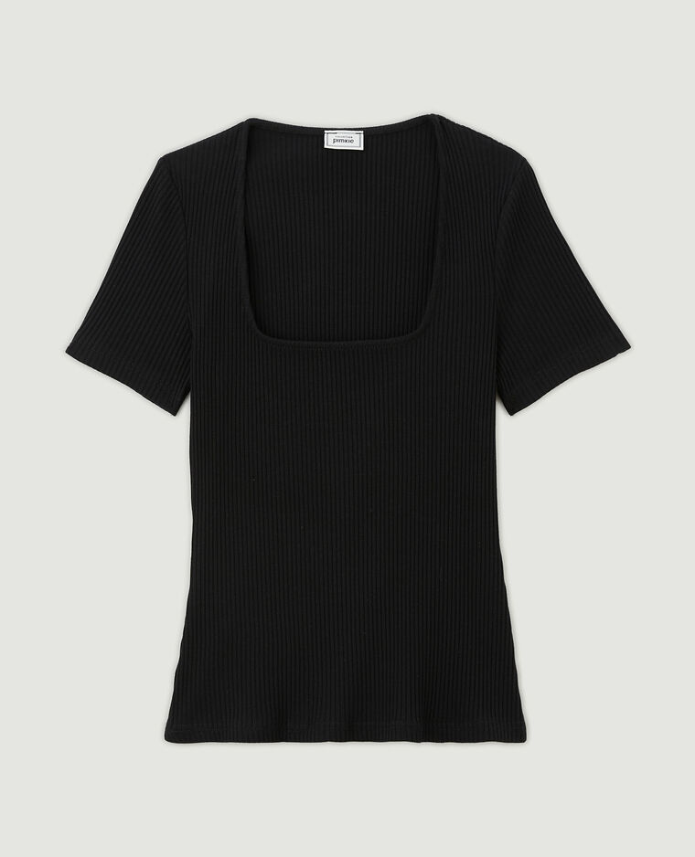 Top encolure carrée maille côtelée noir - Pimkie