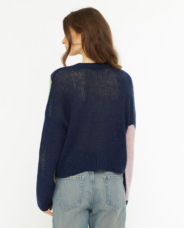 Pull en maille légère colorblock bleu - Pimkie