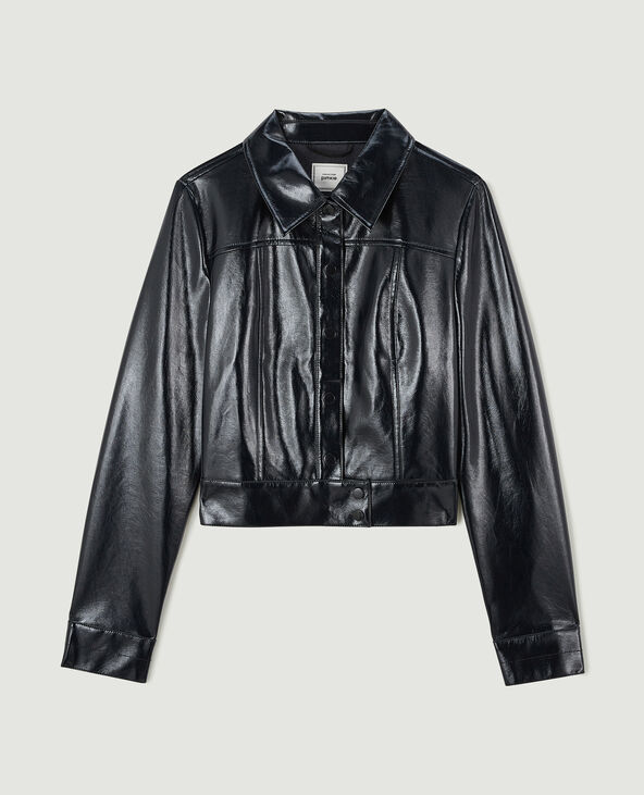 Veste unie en vinyle noir - Pimkie