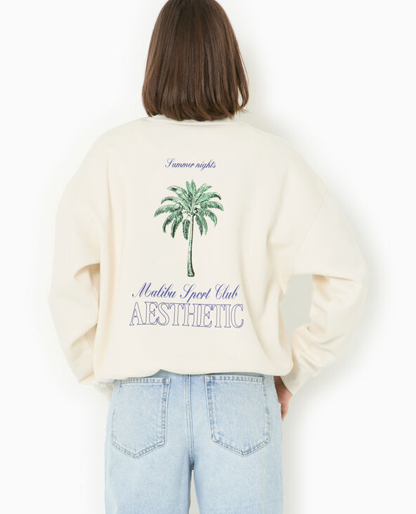 Sweat col rond avec print poitrine et dos blanc - Pimkie
