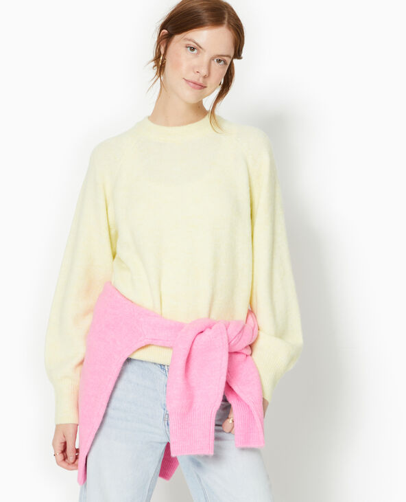 Pull oversize col rond manches raglan Jaune pâle - Pimkie