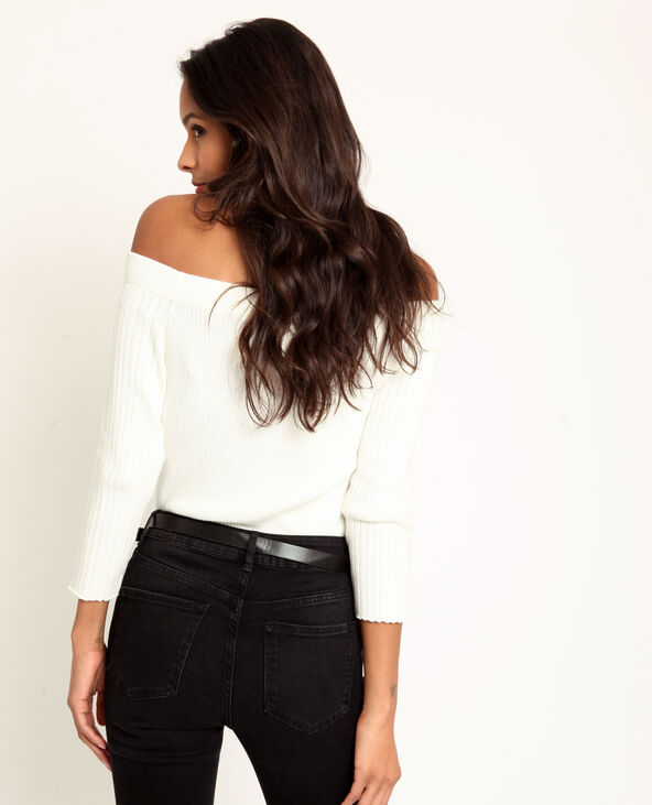 Pull à col bardot blanc - Pimkie
