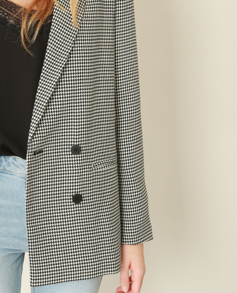 Blazer imprimé pied de poule noir - Pimkie
