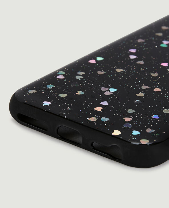 Coque iPhone "cœurs" noir - Pimkie
