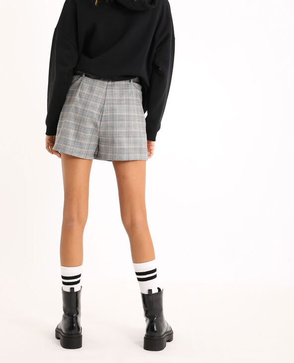 Jupe short à carreaux taupe - Pimkie