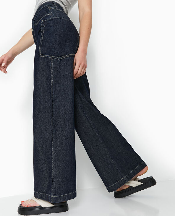 Jean wide avec poches côtés taille regular bleu - Pimkie