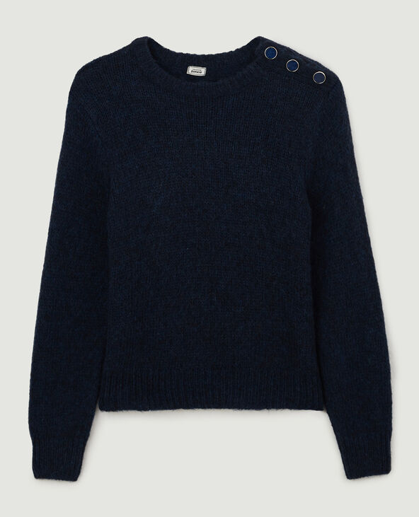 Pull boutonné à l'épaule bleu marine - Pimkie