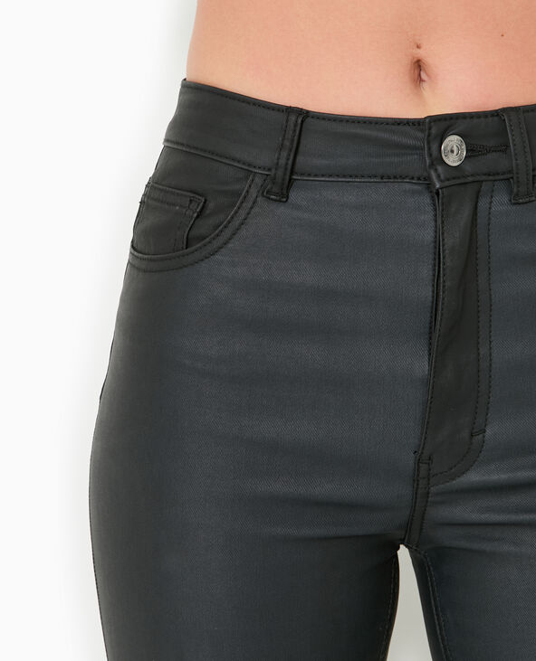 Jean skinny enduit effet cuir noir - Pimkie