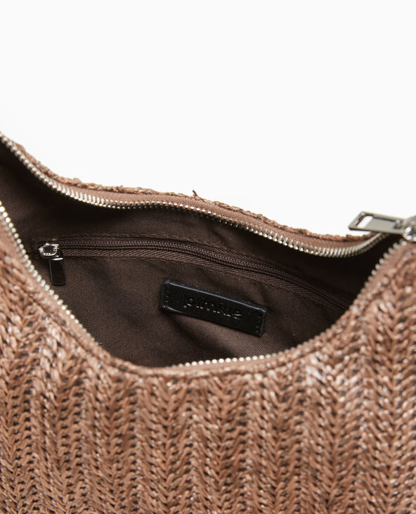 Sac demi-lune en raphia marron - Pimkie