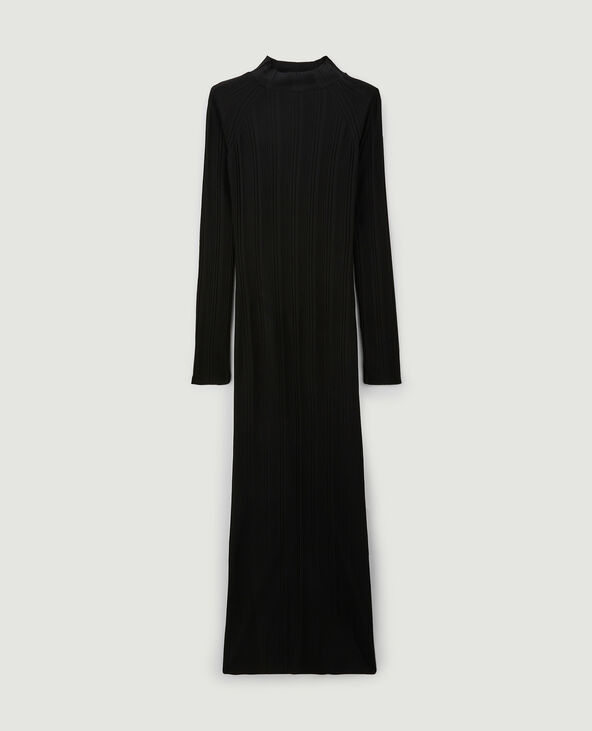 Robe longue en maille avec dos twisté noir - Pimkie