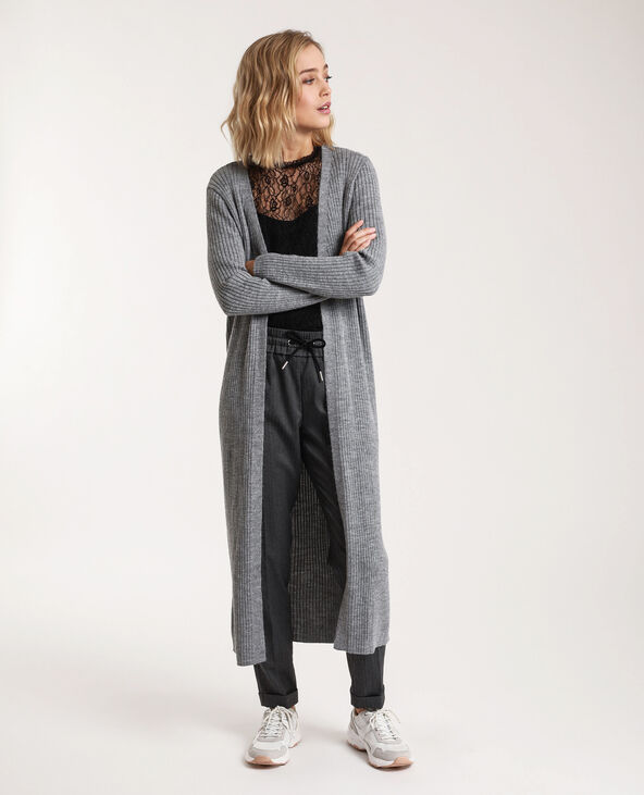 Gilet long gris femme clearance