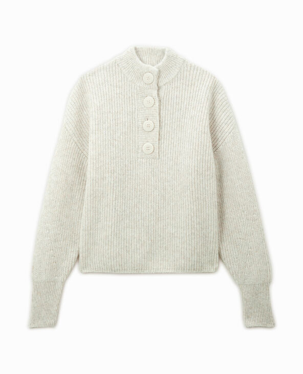 Pull grosse maille avec col boutonné écru - Pimkie