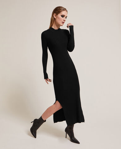 Robe longue en maille côtelée noir - Pimkie