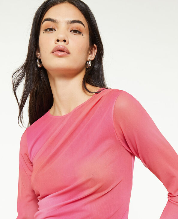 Top en tulle avec fronces rose fuchsia - Pimkie