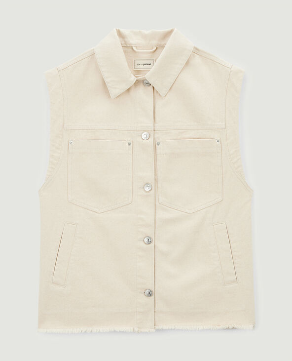 Veste en jean sans manches écru - Pimkie