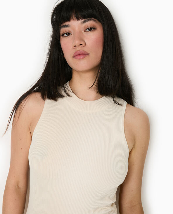 Robe longue et moulante en maille côtelée blanc - Pimkie