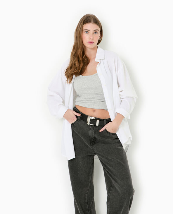 Chemise oversize avec lin blanc - Pimkie
