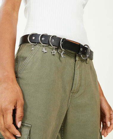 Ceinture avec boucles métalliques et pendentifs noir - Pimkie