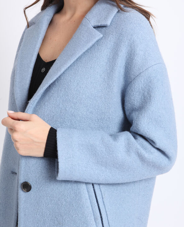 Manteau droit en laine bleu - Pimkie