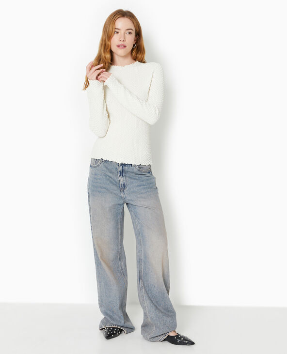 Top manches longues en maille texturée blanc - Pimkie