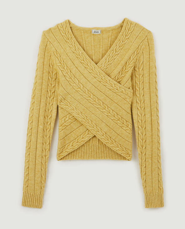 Pull torsadé cache-cœur camel - Pimkie