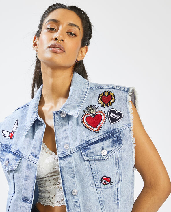 Veste en jean top femme sans manche