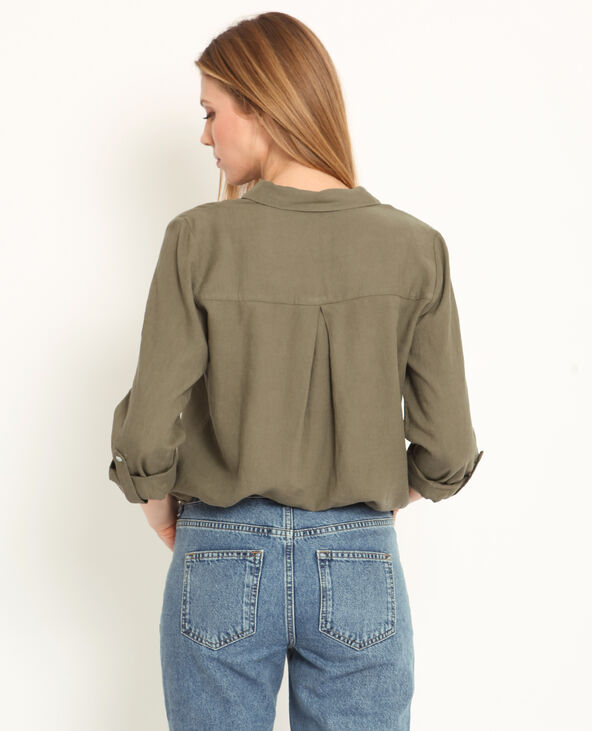 Chemise 55% lin taupe - Pimkie