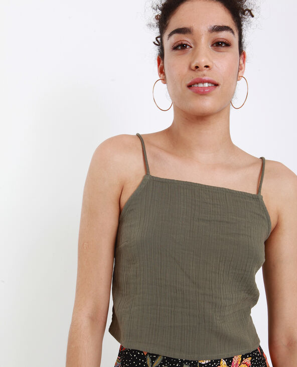 Crop top à fines bretelles taupe - Pimkie