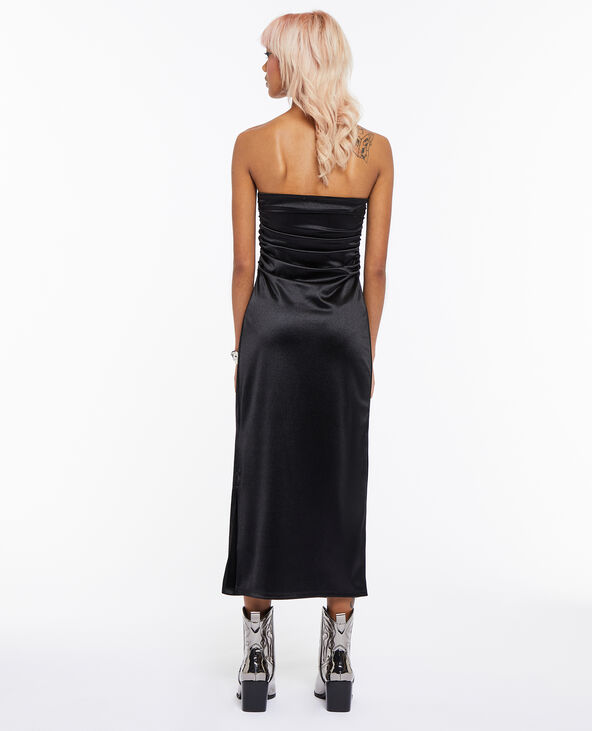 Robe bustier moulante en maille satinée noir - Pimkie